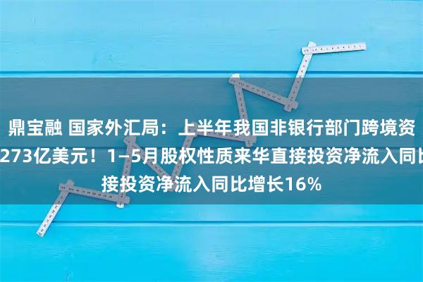 鼎宝融 国家外汇局:上半年我国非银行部门跨境资金净流入1273亿美元!1—5月股权性质来华直接投资净流入同比增长16%